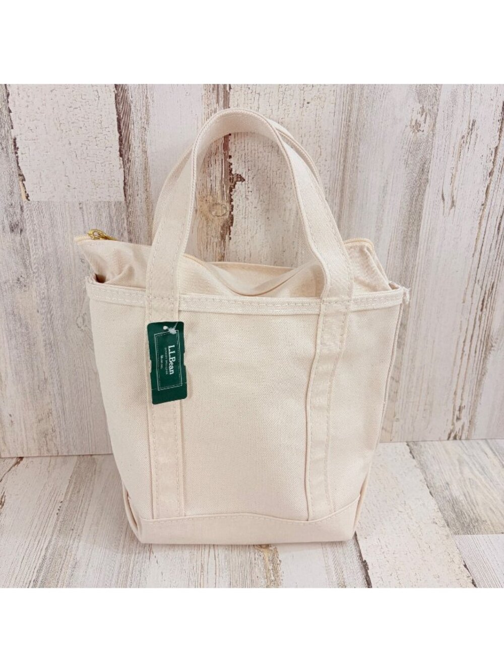 LL Bean Small Canvas Boat and Tote Bag Zip Top NWT
